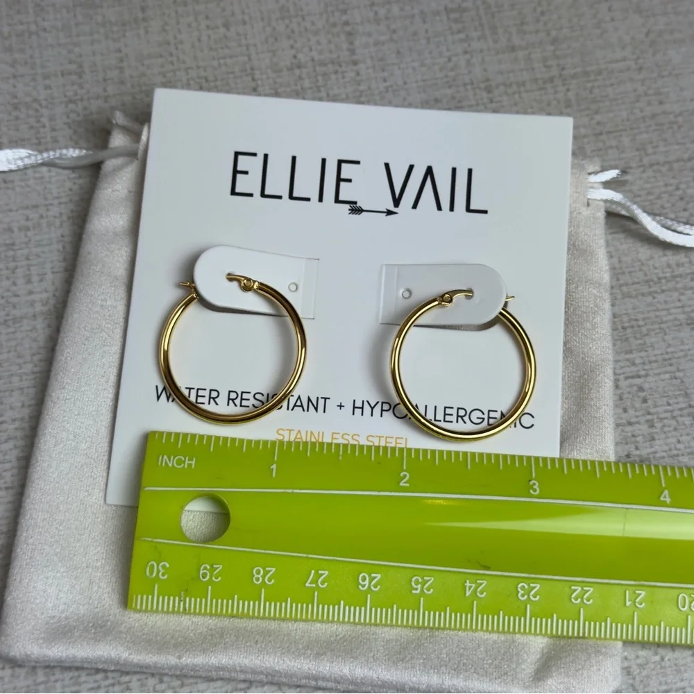 Ellie Vail Gold Plated Laurette Pierced Hoop Earrings - Picture 2 of 5